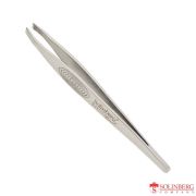 Пинцет для бровей Solinberg G661з (ручная заточка), серебристый, наклонное окончание с четкими гранями