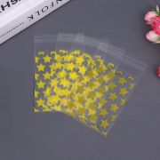 Подарочные пакеты прозрачные 10 х 8 см, 50 шт, желтые звездочки