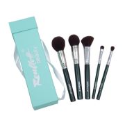 Набор эко-кистей для макияжа UniCorn/ М055uc / 5 кистей/ ручки изумрудные прямые М055uc
