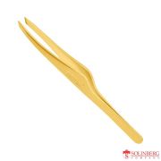 Пинцет для бровей Solinberg G805з (ручная заточка), золото, наклонное окончание с четкими гранями