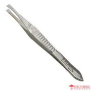 Пинцет для бровей Solinberg F171B (ручная заточка), серебристый, прямое окончание с четкими гранями