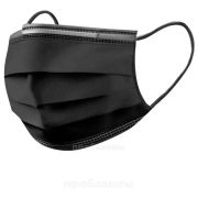 Маска медицинская 3-х слойная в коробке, черная, 50 шт (фильтр - мелтблаун)