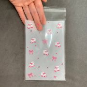 Подарочные пакеты прозрачные 10.5 х 15.5 см, 50 шт, котенок с бантиком